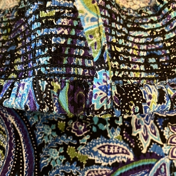 Lascana: Elastic Off the Shoulder (with straps) Blue Paisley Midi Dress- 14 - Picture 15 of 16